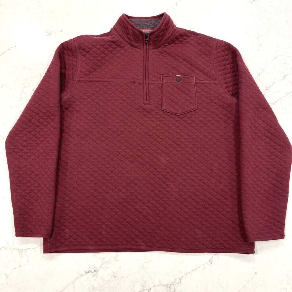 Eddie‎ Bauer Mens XLT Fortify Quilted 1/4 Zip Sweatshirt Maroon Sweater Pocket